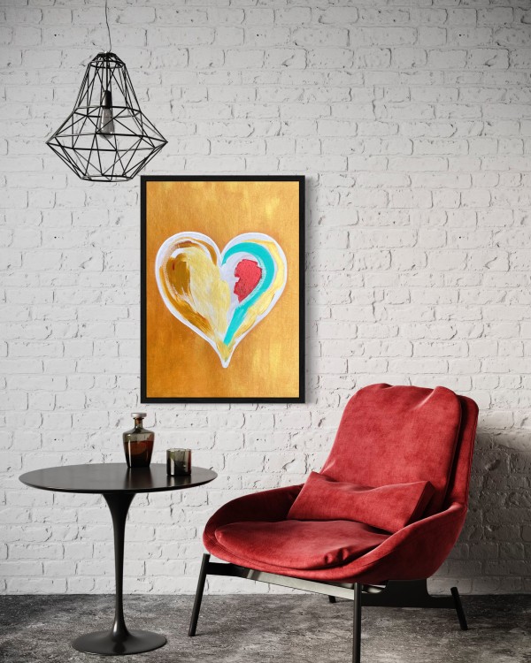 Corazón dorado - Impresión sobre lienzo
